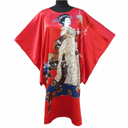 Kimono Asiatique Robe Courte Rouge