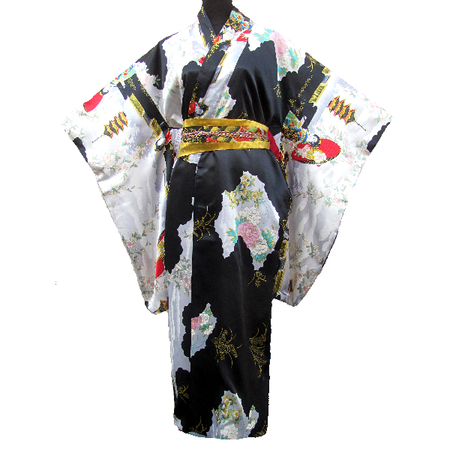 Kimono Japonais Tokyo Femme Noir Motif
