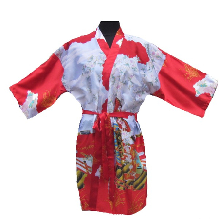 Kimono Rouge Court Motif Femme Japon