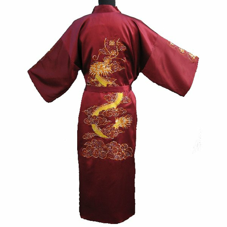 Kimono Satin Dragon Rouge Bordeaux