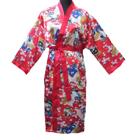 Kimonos Japonais Rouge Bonheur Femme Avec Nuisette