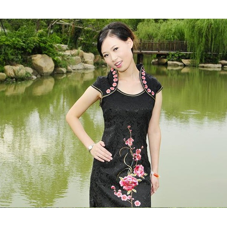Mini Robe Asiatique Hotesse Noir