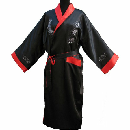 Kimono Satin Noir Réversible
